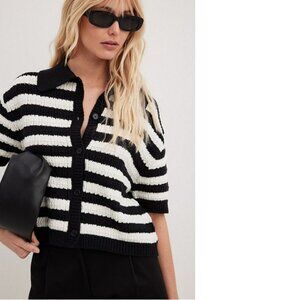 NA-KD Short Knitted Striped Cardigan size XL